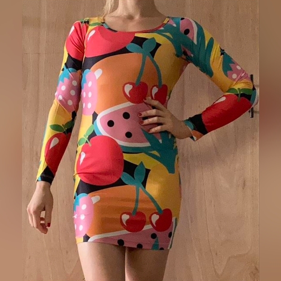 Lazy Oaf Dresses & Skirts - Nasty Gal×Lazy Oaf Spandex Fruit Print Dress, Size Large